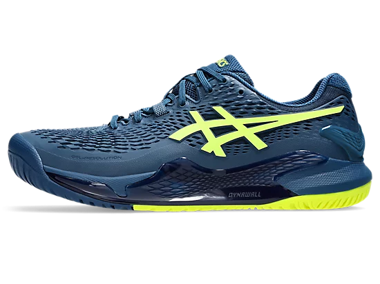 Asics Gel-Resolution 9 (Wide) Mako Blue/Safety Yellow Men's tennis shoes  