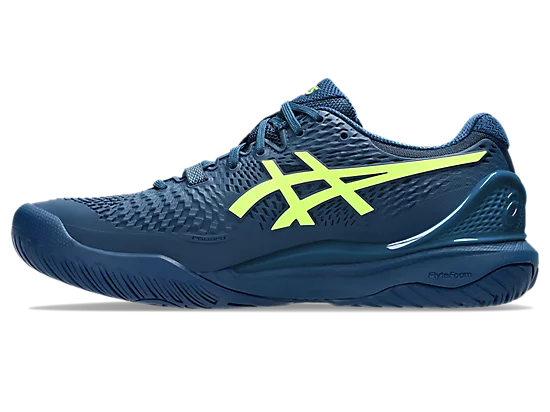 Asics Gel-Resolution 9 (Wide) Mako Blue/Safety Yellow Men's tennis shoes  