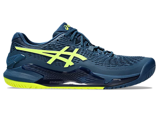 Asics Gel-Resolution 9 (Wide) Mako Blue/Safety Yellow Men's tennis shoes  