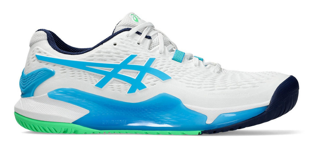 Asics Gel-Resolution 9 White/Digital Aqua Men's tennis shoes  