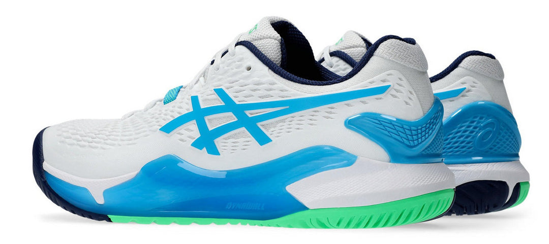 Asics Gel-Resolution 9 White/Digital Aqua Men's tennis shoes  