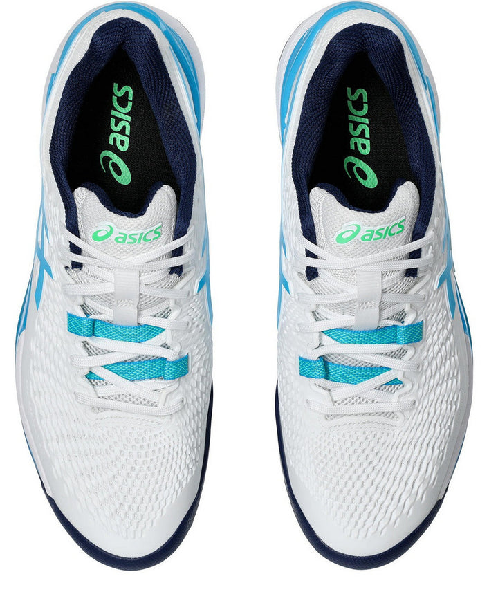 Asics Gel-Resolution 9 White/Digital Aqua Men's tennis shoes  