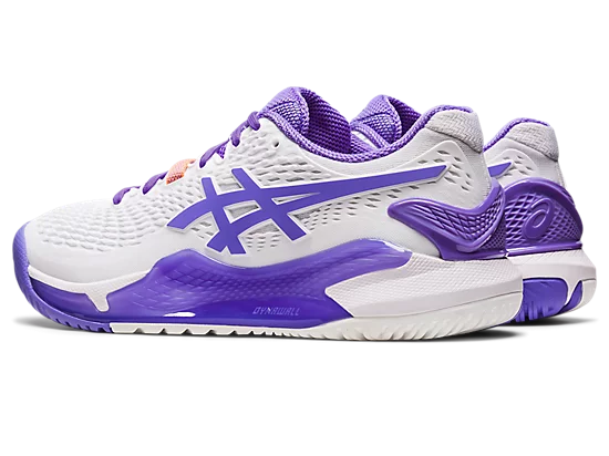 Asics Gel Resolution 9 Women's Wide Tennis Shoes White-Amethyst  