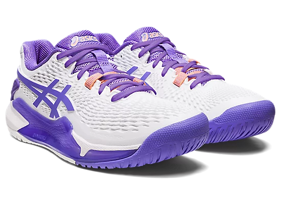 Asics Gel Resolution 9 Women's Wide Tennis Shoes White-Amethyst  