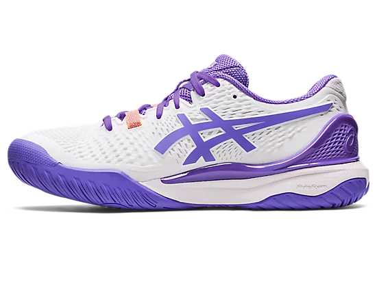 Asics Gel Resolution 9 Women's Wide Tennis Shoes White-Amethyst  