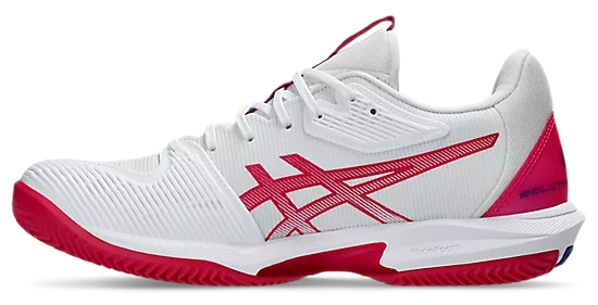Asics Solution Speed FF 3 Women's Clay Tennis Shoe White/Bright Rose - Sports Virtuoso