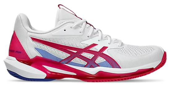 Asics Solution Speed FF 3 Women's Clay Tennis Shoe White/Bright Rose - Sports Virtuoso