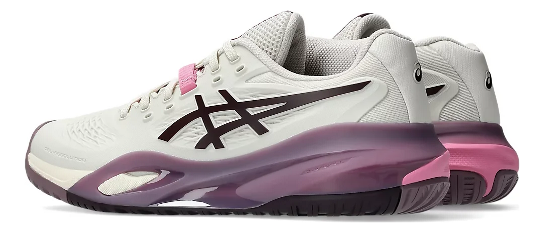 Chaussures de tennis pour femme Asics Gel-Resolution X Soft Oat/Dark Aubergine LARGE