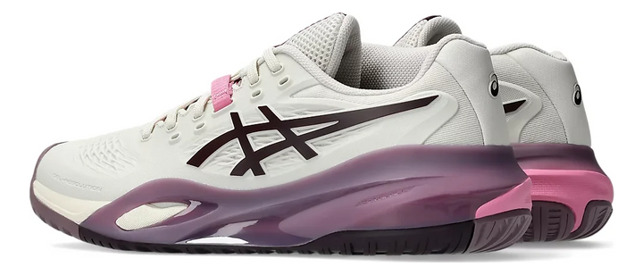 Chaussures de tennis pour femme Asics Gel-Resolution X Soft Oat/Dark Aubergine LARGE