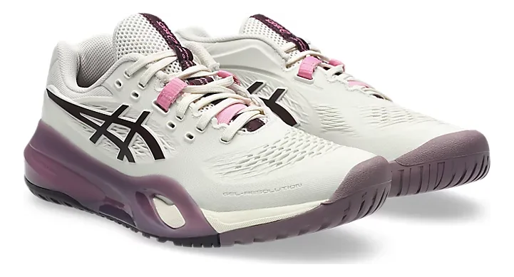 Chaussures de tennis pour femme Asics Gel-Resolution X Soft Oat/Dark Aubergine LARGE