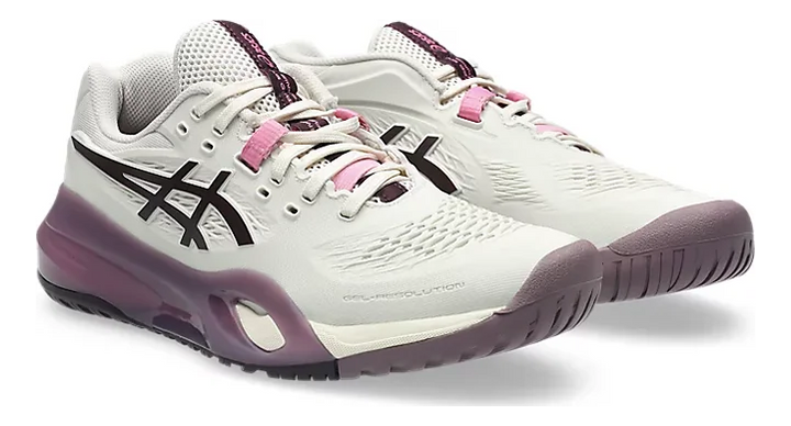 Chaussures de tennis pour femme Asics Gel-Resolution X Soft Oat/Dark Aubergine LARGE