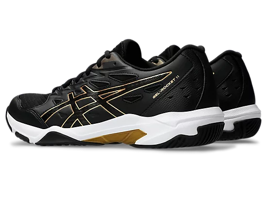 Asics Gel-Rocket 11 Wide Unisex Court Shoe Black/Pure Gold  