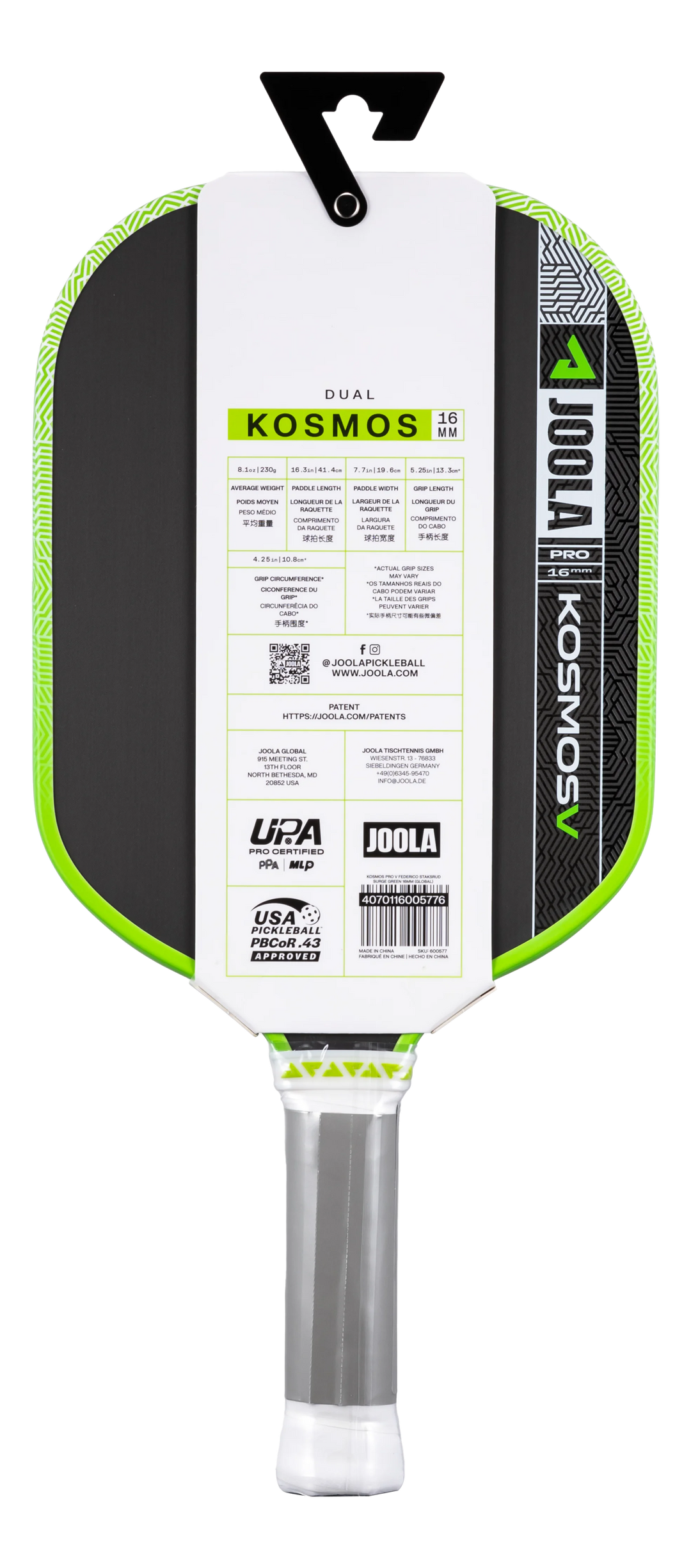 Joola Kosmos Pro V 16mm Pickleball Paddle