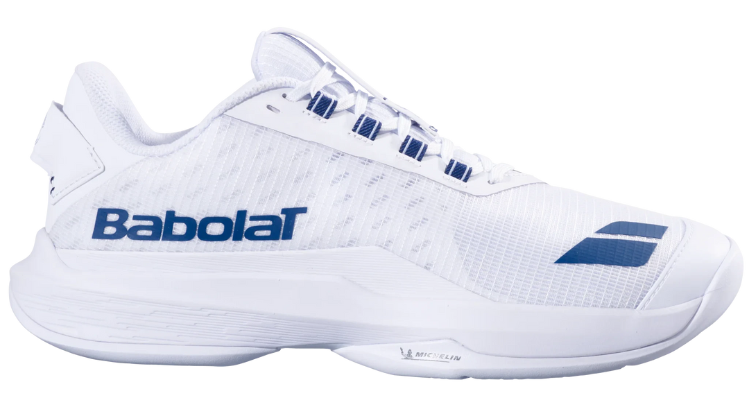 Chaussures de tennis Babolat Jet Tere 2 Wimbledon Blanches/Bleu marine Toutes surfaces pour hommes