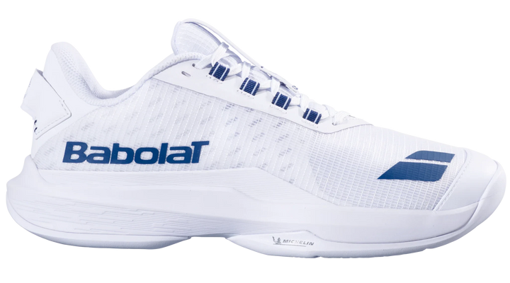 Chaussures de tennis Babolat Jet Tere 2 Wimbledon Blanches/Bleu marine Toutes surfaces pour hommes