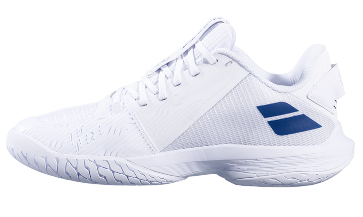 Chaussures de tennis Babolat Jet Tere 2 Wimbledon Blanches/Bleu marine Toutes surfaces pour hommes