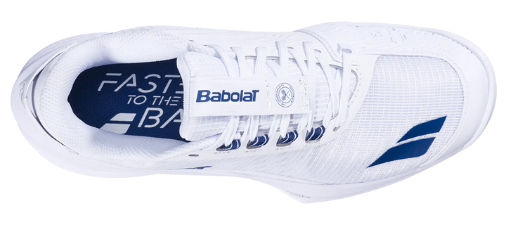 Chaussures de tennis Babolat Jet Tere 2 Wimbledon Blanches/Bleu marine Toutes surfaces pour hommes