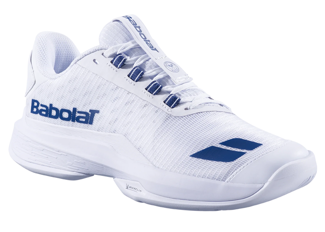 Chaussures de tennis Babolat Jet Tere 2 Wimbledon Blanches/Bleu marine Toutes surfaces pour hommes
