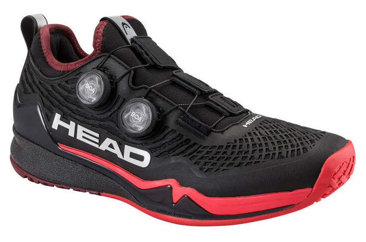 Head Endure Pro BOA Black Red Men's all court tennis shoes - Sports Virtuoso