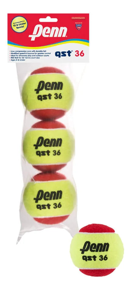 Penn Qst 36 Felt Tennis Balls 3-Pack Polybag
