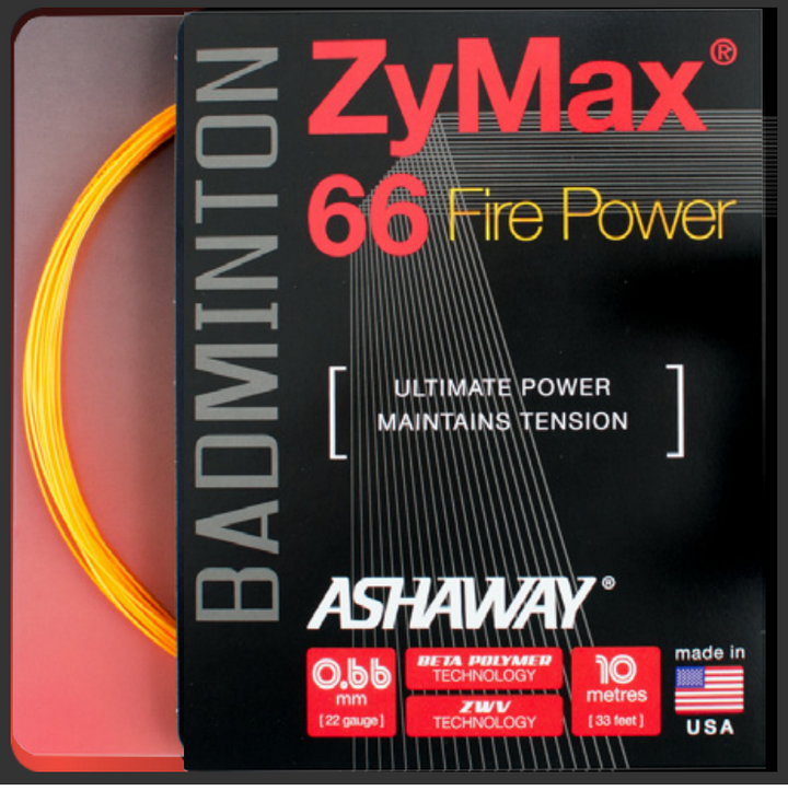 Jeu de cordes de badminton Ashaway ZyMax 66 Fire Power Orange 10 m