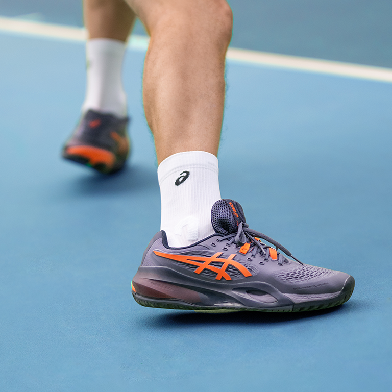 Asics Gel-Resolution X Clay Greyish Purple/Nova Orange Men’s Tennis Shoes