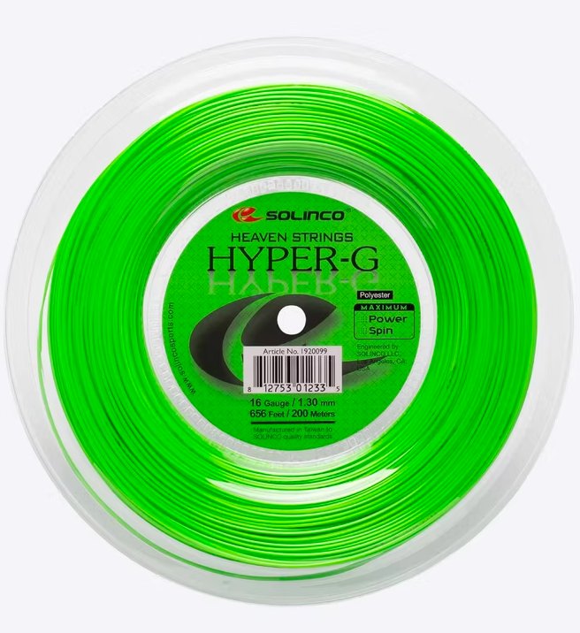 Solinco Hyper G 17g 120 Green Tennis 200M String Reel - Sports Virtuoso