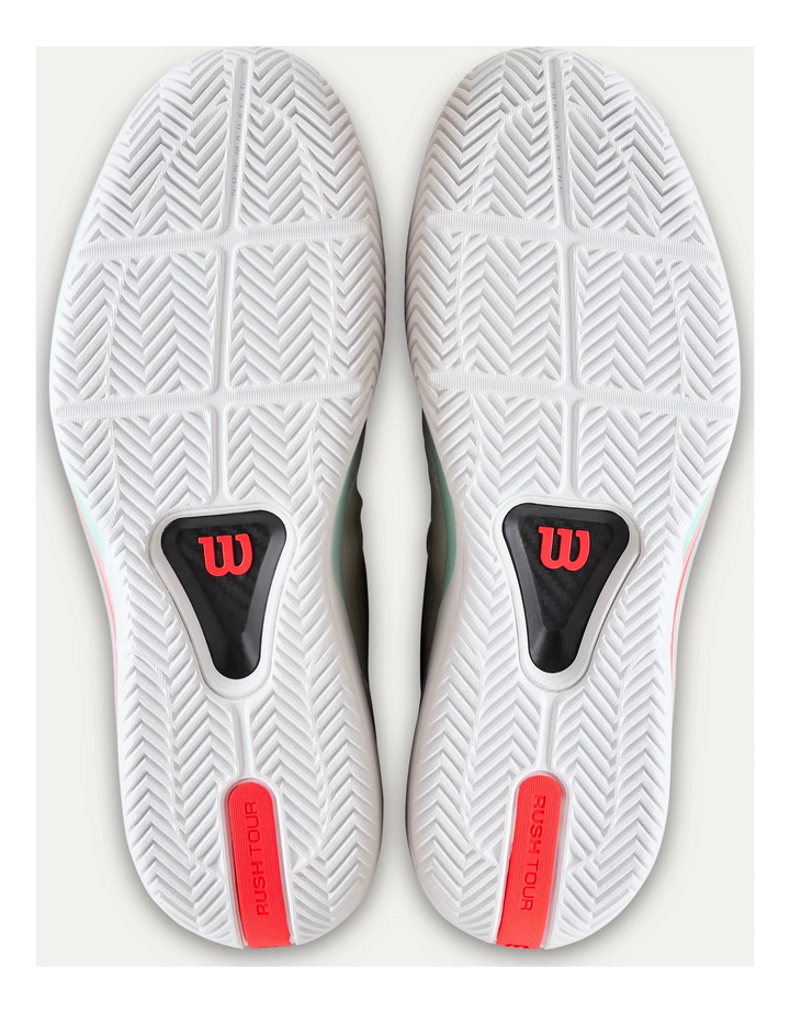 Wilson Rush Tour 5 White/Bay/Fiery Coral Tennis Shoes - Sports Virtuoso
