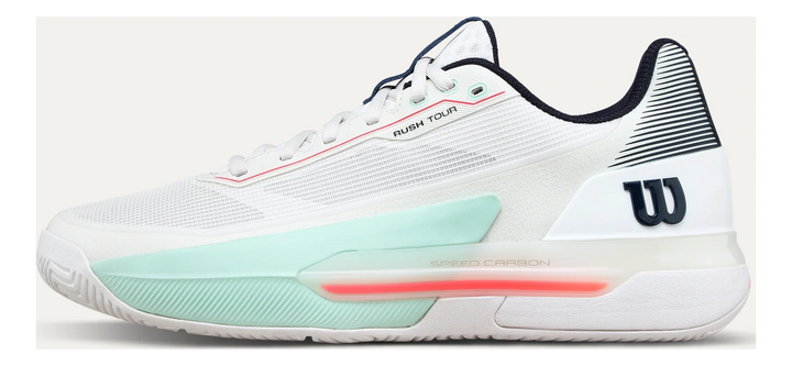 Wilson Rush Tour 5 White/Bay/Fiery Coral Tennis Shoes - Sports Virtuoso