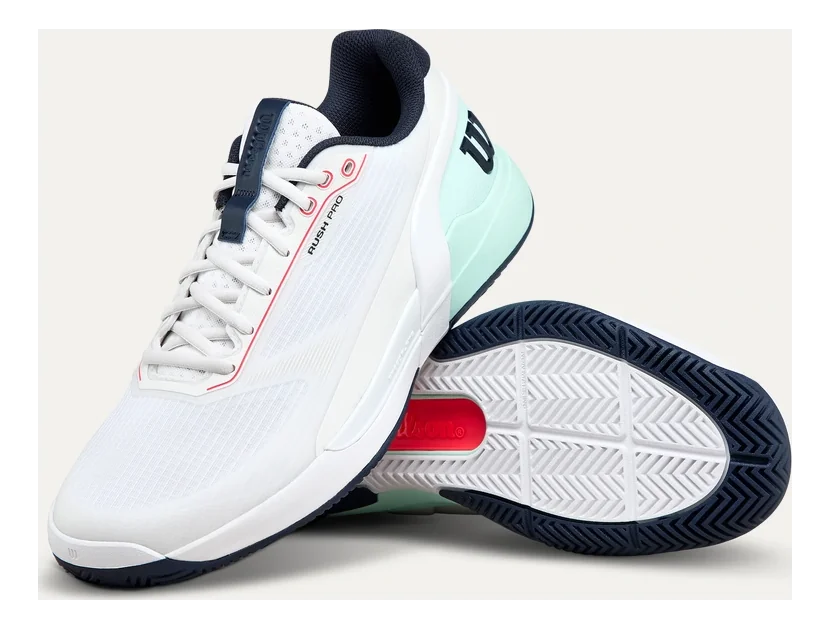 Wilson RUSH PRO 5 White/Bay/Fiery Coral Tennis Shoes