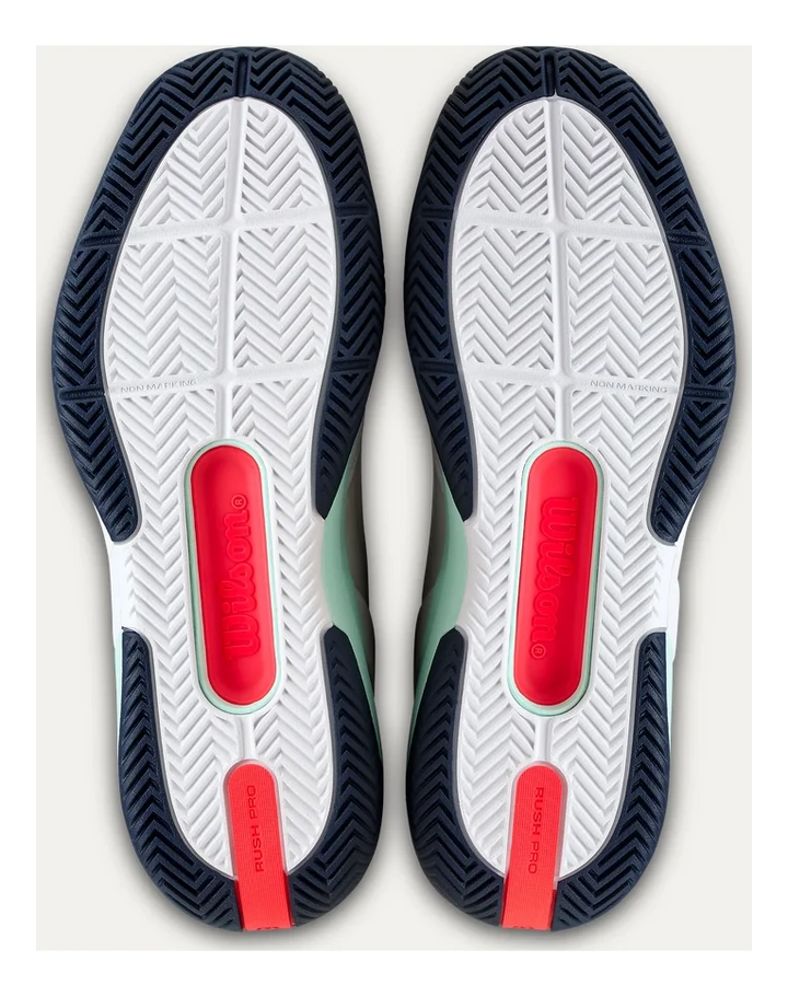 Wilson RUSH PRO 5 White/Bay/Fiery Coral Tennis Shoes