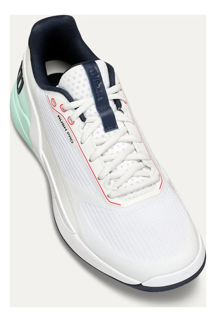 Wilson RUSH PRO 5 White/Bay/Fiery Coral Tennis Shoes