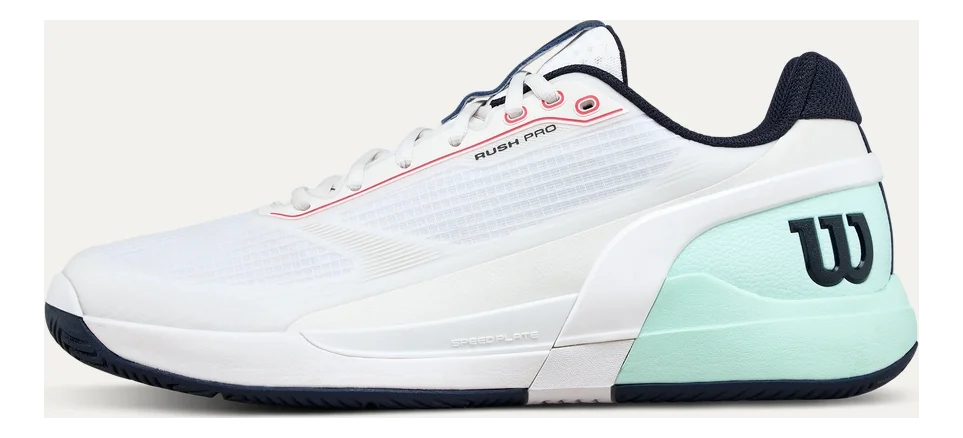 Wilson RUSH PRO 5 White/Bay/Fiery Coral Tennis Shoes