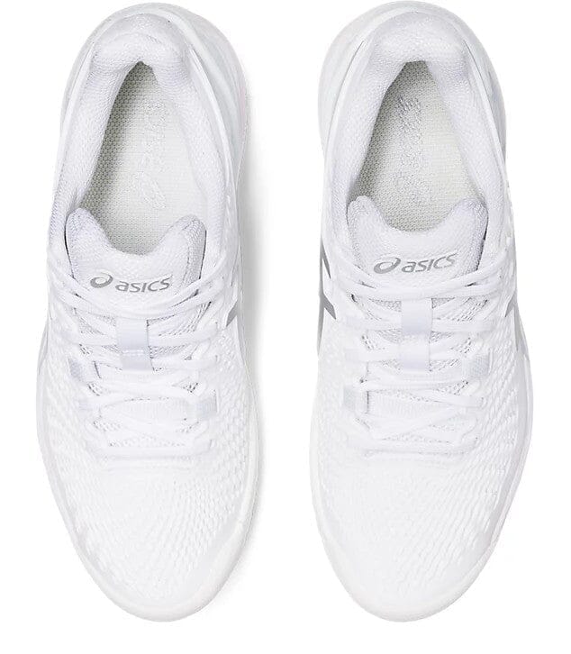 Asics Gel Resolution 9 Women's Tennis Shoes (Wide(D)) White/Pure Silver Women's Tennis Shoes Asics 