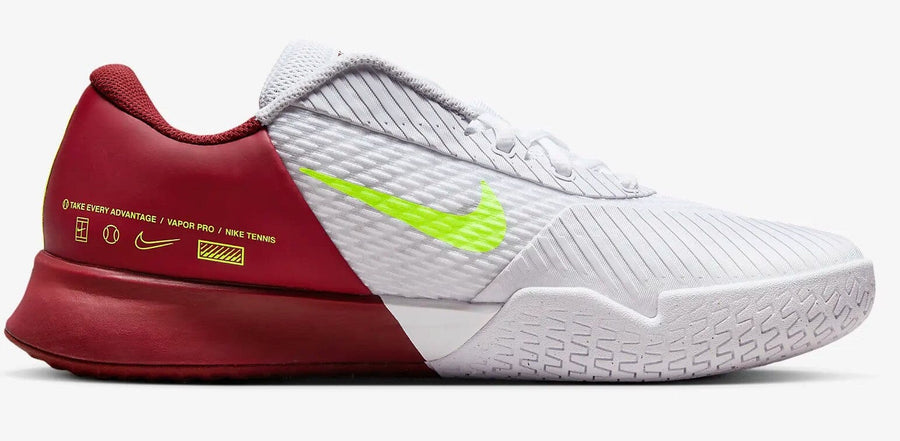 Nike Air Zoom Vapor Pro HC White/Lime Blast-Team Red Tennis