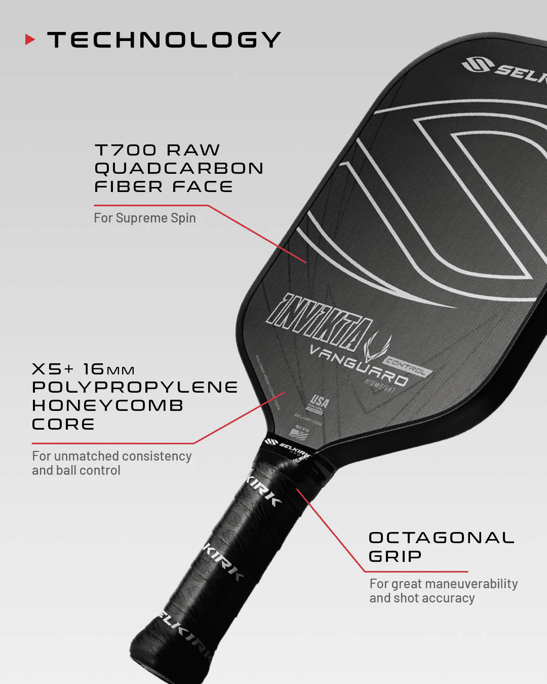 Selkirk Vanguard Control Invikta Pickleball Paddle Pickleball Paddles Selkirk 
