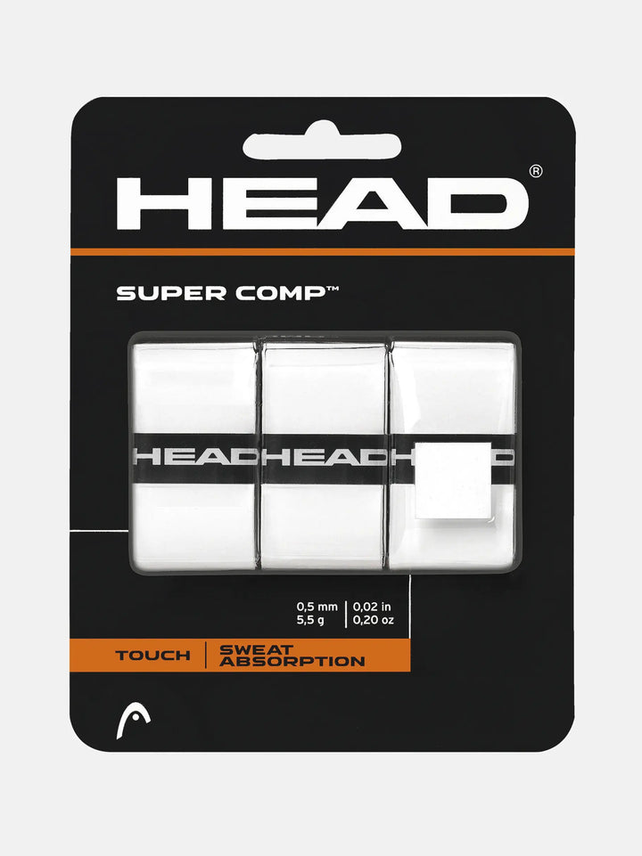 HEAD Supercomp™ Tennis Overgrip, White, 3-Pack - Sports Virtuoso