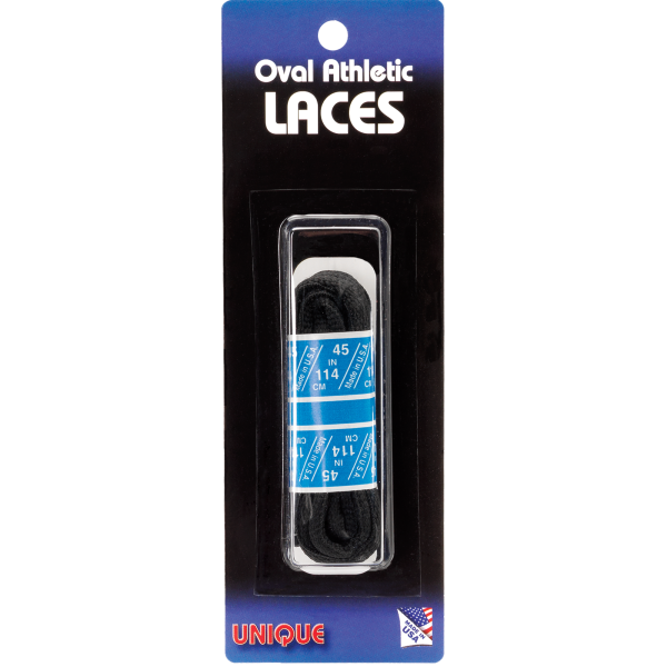 Unique Oval Athletic Laces Grips Tourna Black 45" 