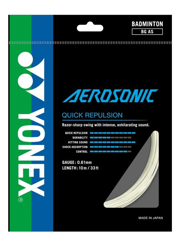 Yonex Aerosonic Badminton String Set 10m Badminton Strings Yonex White 