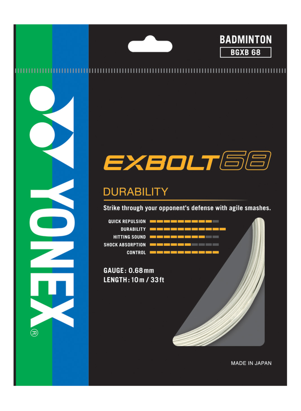 Yonex Exbolt 68 Badminton String 10m Set Badminton Strings Yonex White 