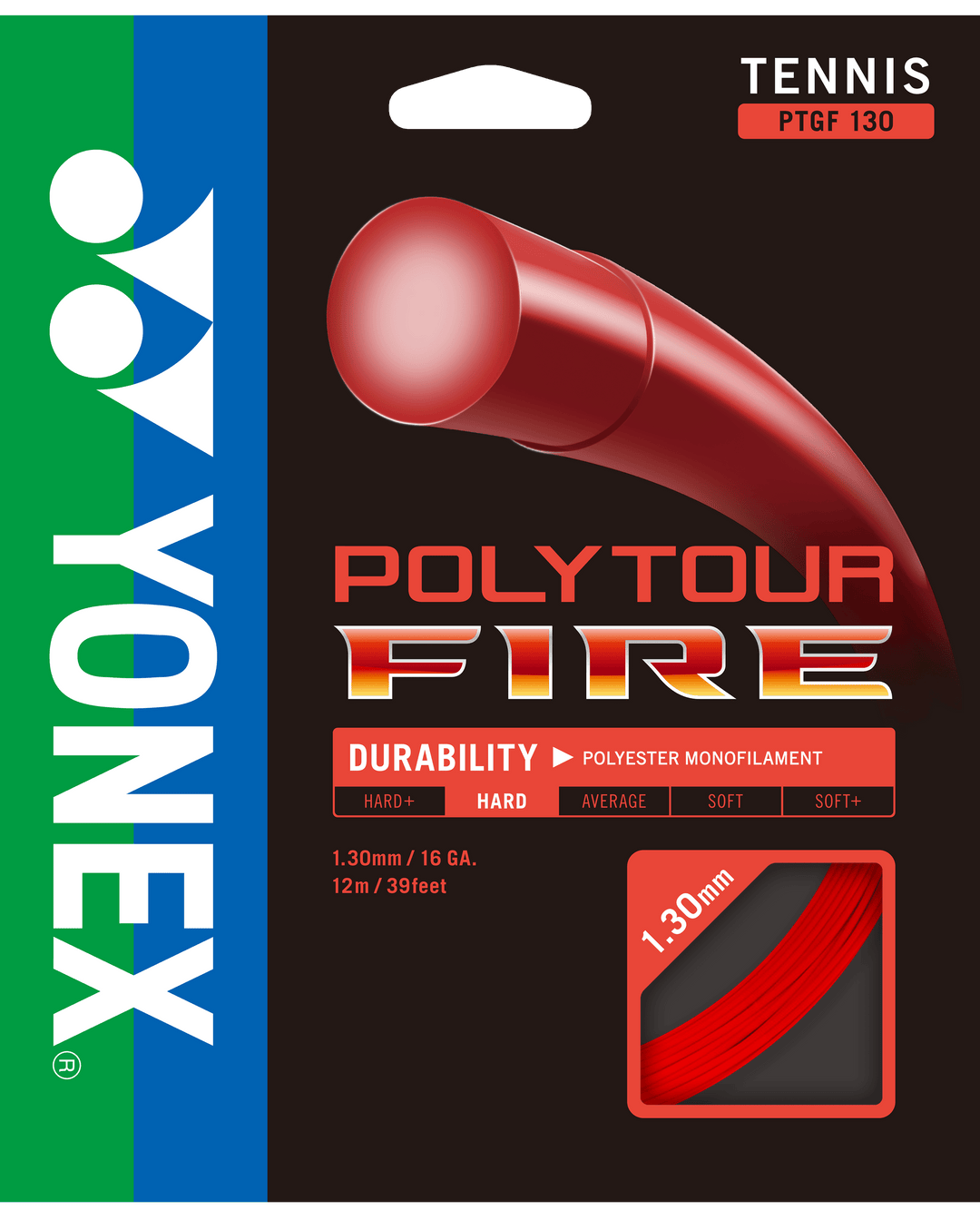 Yonex Poly Tour Fire 130 Red Tennis 12M String Set Tennis Strings Yonex 