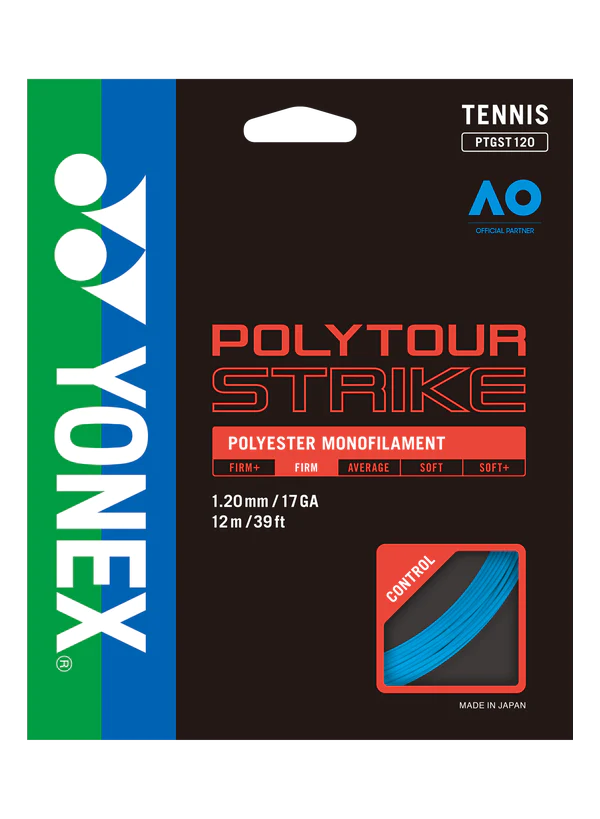 Yonex Poly Tour Strike 120 17g Blue Tennis 12M String Set Tennis Strings Yonex 