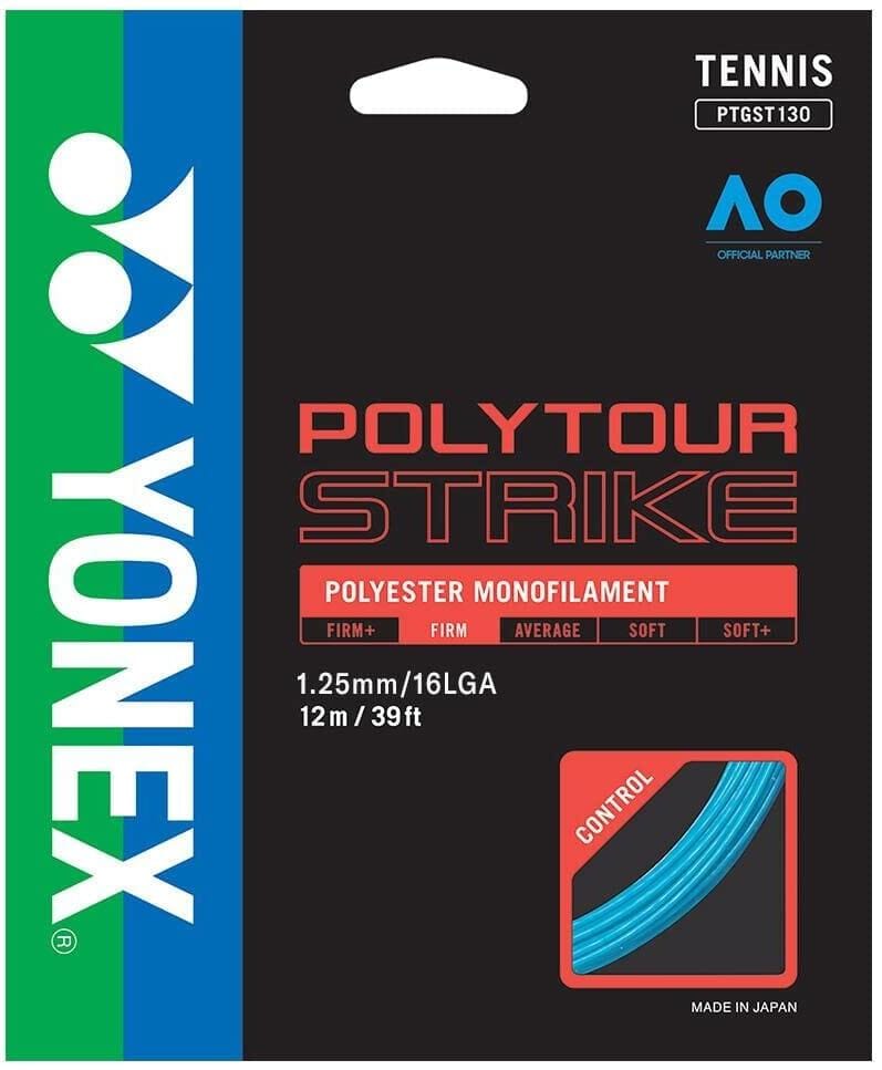 Yonex Poly Tour Strike 125 16Lg Tennis 12M String Set Tennis Strings Yonex Blue 