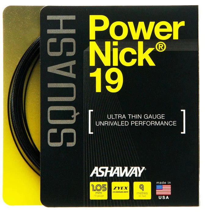 Ashaway PowerNick 19 Black Squash String Set Squash Strings Ashaway 
