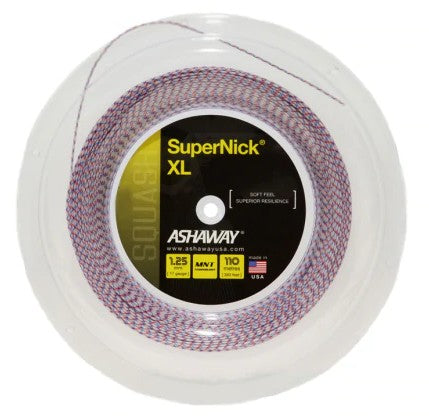 Ashaway SuperNick XL 17g White/Blue/Red String 110m/360 feet Reel Squash Strings Ashaway 