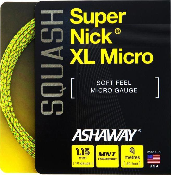 Ashaway SuperNick XL Micro 18g Green String Set Squash Strings Ashaway 