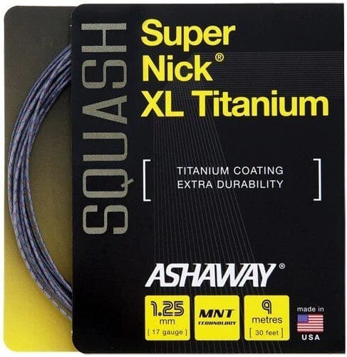 Ashaway SuperNick XL Titanium 17g Silver/Blue/Red String Set Squash Strings Ashaway 