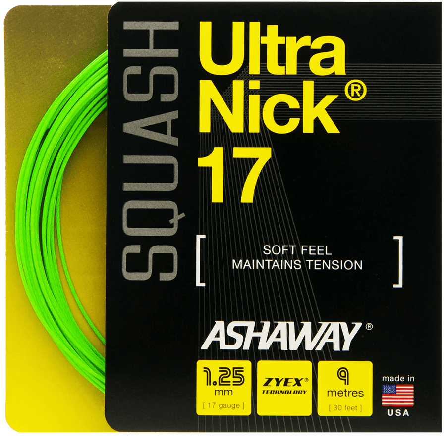 Ashaway UltraNick 17 Green Squash String Set Squash Strings Ashaway 