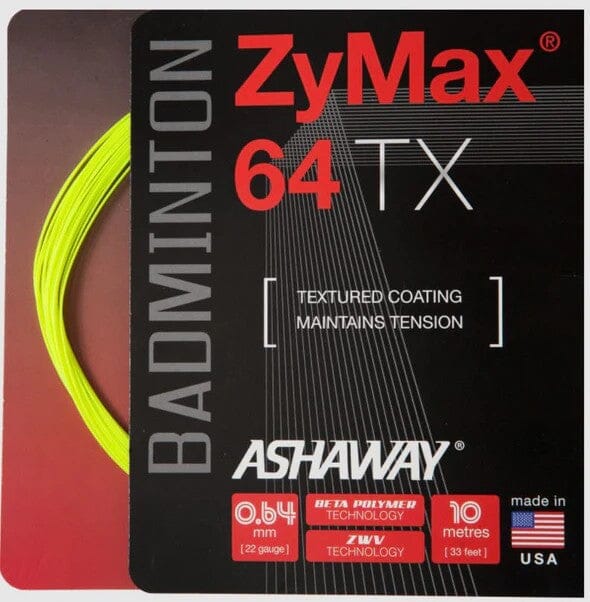 Ashaway ZyMax 64 TX Yellow Badminton String Set 10m Badminton Strings Ashaway 