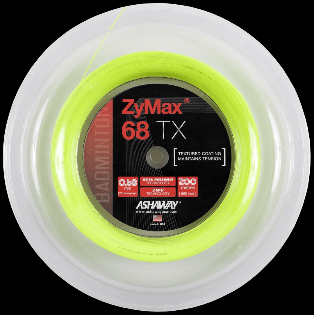 Ashaway ZyMax 68 TX Yellow Badminton String Reel 200m Badminton Strings Ashaway 